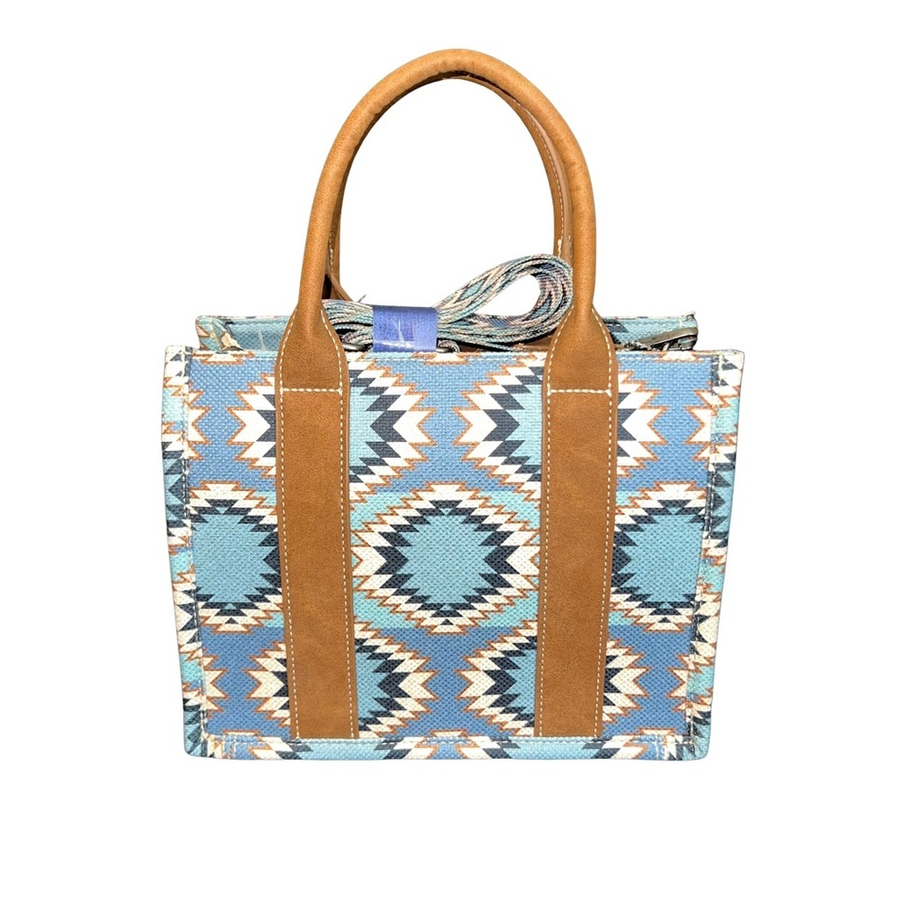 Wrangler Blue and Brown Tote Bags with Geometric Design​ - Picture 5 of 6